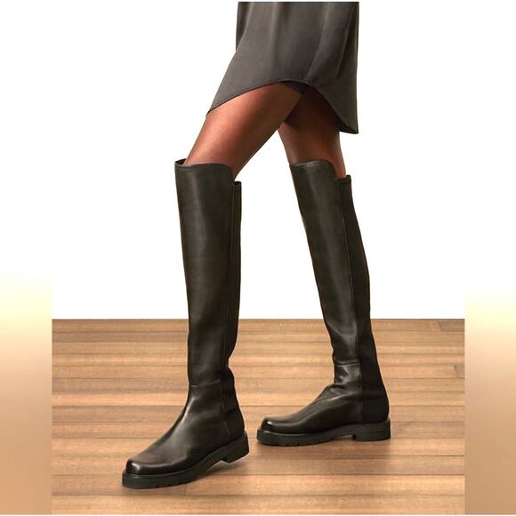 Stuart Weitzman Black 5050 Lift Over The Knee Boot Size 7.5 Leather Platform New - Picture 15 of 15